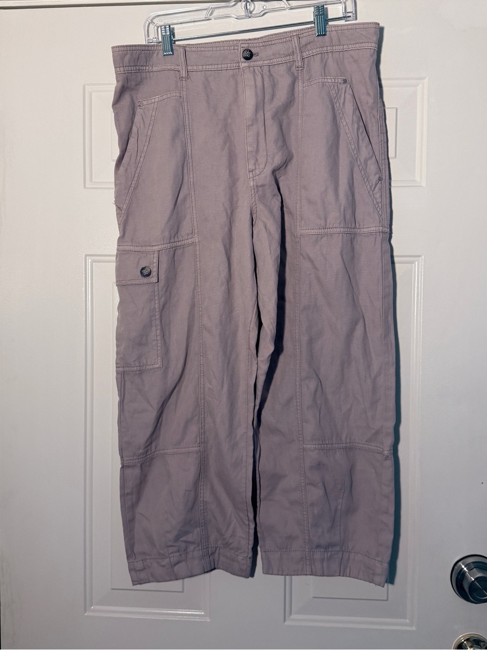 Anthropologie Women’s Relaxed Cargo Pants in Light Taupe/lavender . Sz 14